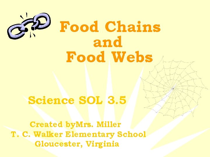 Food Chains and Food Webs Science SOL 3. 5 Created by. Mrs. Miller T.