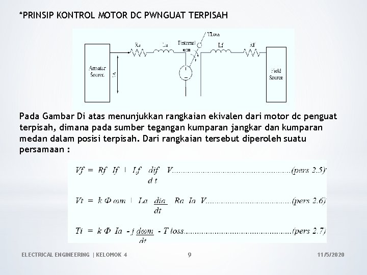 *PRINSIP KONTROL MOTOR DC PWNGUAT TERPISAH Pada Gambar Di atas menunjukkan rangkaian ekivalen dari *PRINSIP KONTROL MOTOR DC PWNGUAT TERPISAH Pada Gambar Di atas menunjukkan rangkaian ekivalen dari