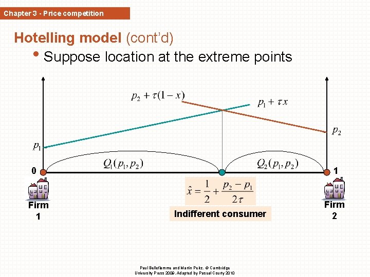 Chapter 3 - Price competition Hotelling model (cont’d) • Suppose location at the extreme Chapter 3 - Price competition Hotelling model (cont’d) • Suppose location at the extreme