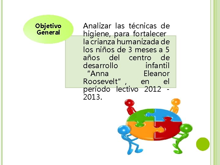 Objetivo General Analizar las técnicas de higiene, para fortalecer la crianza humanizada de los Objetivo General Analizar las técnicas de higiene, para fortalecer la crianza humanizada de los