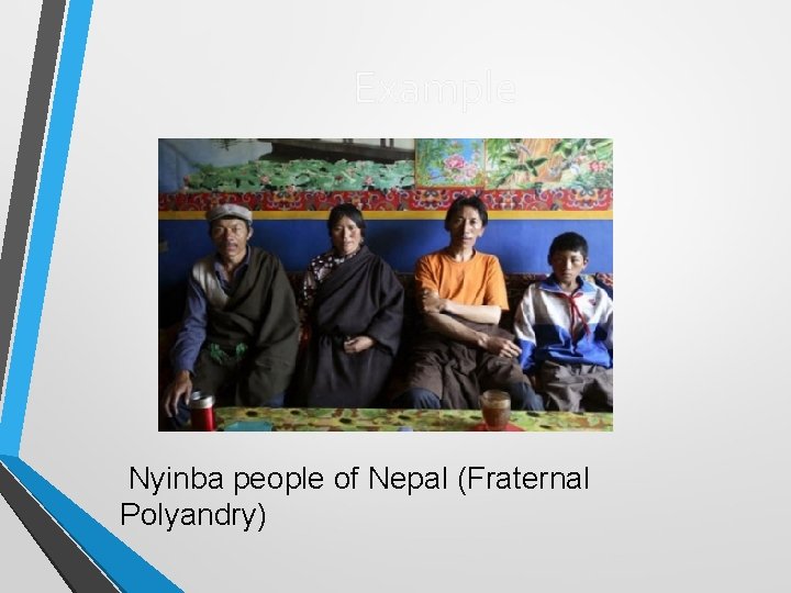 Example Nyinba people of Nepal (Fraternal Polyandry) 