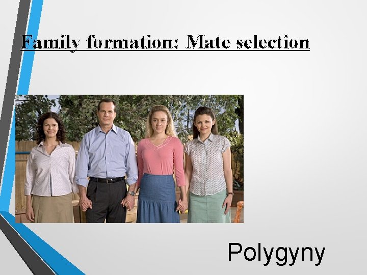 Family formation: Mate selection Polygyny 