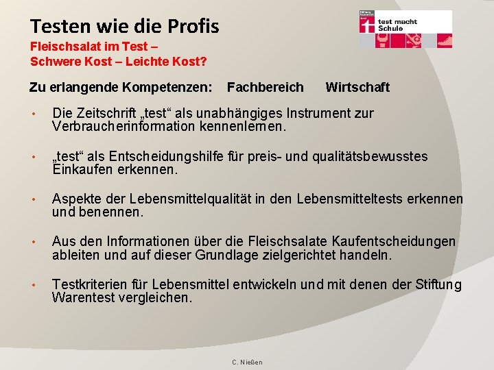 Testen wie die Profis Fleischsalat im Test – Schwere Kost – Leichte Kost? Zu