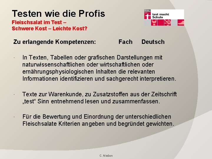 Testen wie die Profis Fleischsalat im Test – Schwere Kost – Leichte Kost? Zu