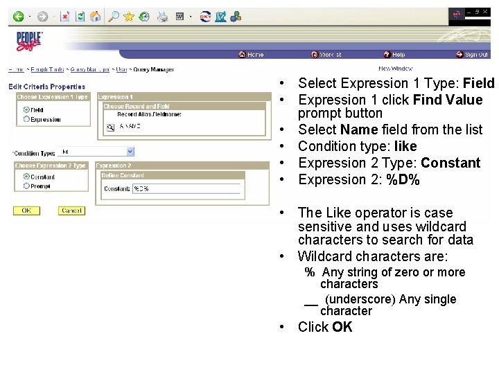 • Select Expression 1 Type: Field • Expression 1 click Find Value prompt