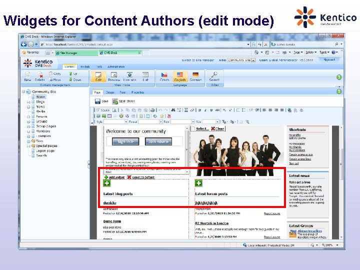 Widgets for Content Authors (edit mode) 