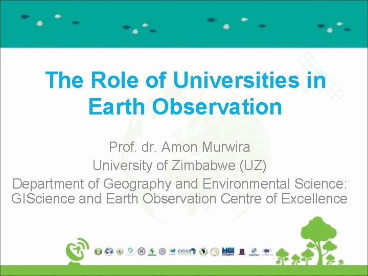 The Role of Universities in Earth Observation Prof. dr. Amon Murwira University of Zimbabwe