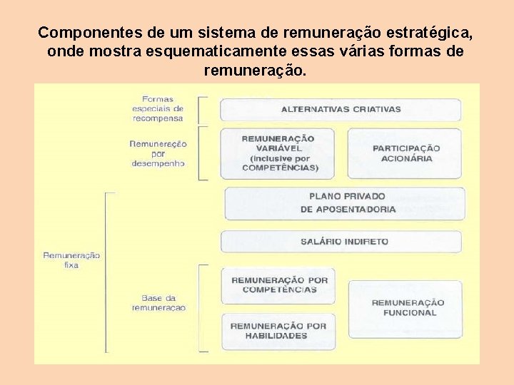 Componentes de um sistema de remuneração estratégica, onde mostra esquematicamente essas várias formas de Componentes de um sistema de remuneração estratégica, onde mostra esquematicamente essas várias formas de