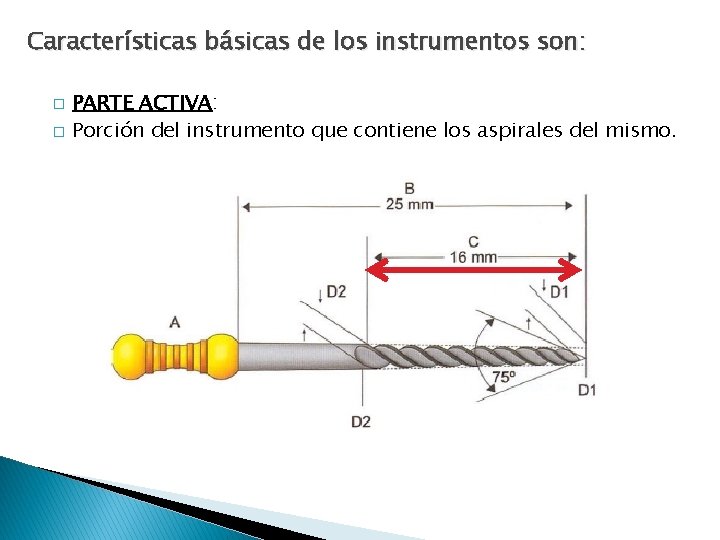 Características básicas de los instrumentos son: � � PARTE ACTIVA: Porción del instrumento que