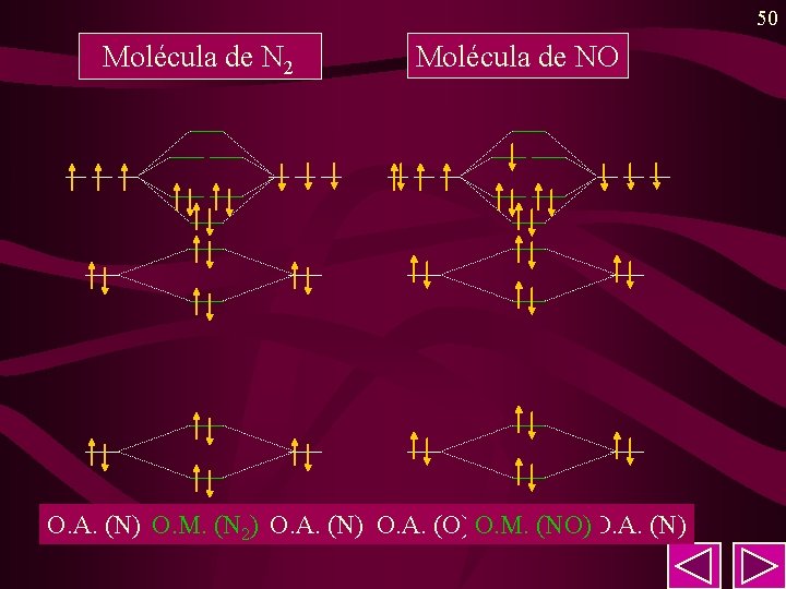 50 Molécula de N 2 Molécula de NO O. A. (N) O. M. (N