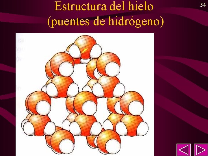 Estructura del hielo (puentes de hidrógeno) 54 