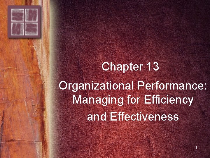 Chapter 13 Organizational Performance Managing for Efficiency and