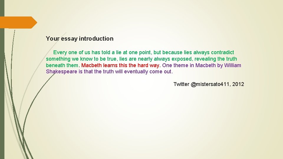 Your essay introduction Every one of us has told a lie at one point,