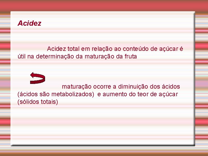 Acidez total em relação ao conteúdo de açúcar é útil na determinação da maturação