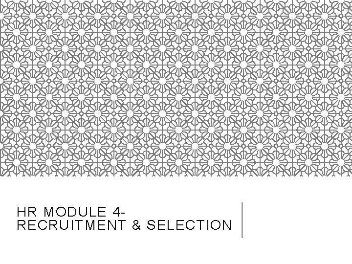 HR MODULE 4 RECRUITMENT & SELECTION 