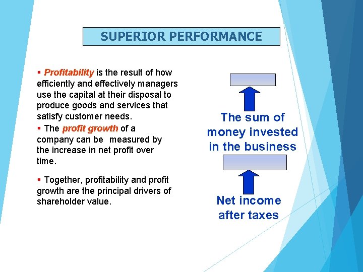 SUPERIOR PERFORMANCE § Profitability is the result of how efficiently and effectively managers use SUPERIOR PERFORMANCE § Profitability is the result of how efficiently and effectively managers use