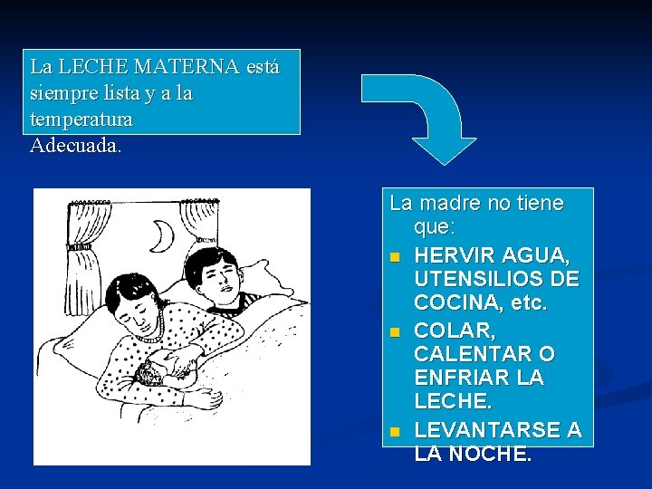 La LECHE MATERNA está siempre lista y a la temperatura Adecuada. La madre no