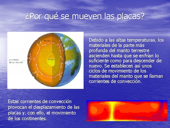 ¿Por qué se mueven las placas? Debido a las altas temperaturas, los materiales de