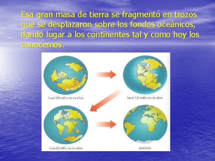 Esa gran masa de tierra se fragmentó en trozos que se desplazaron sobre los