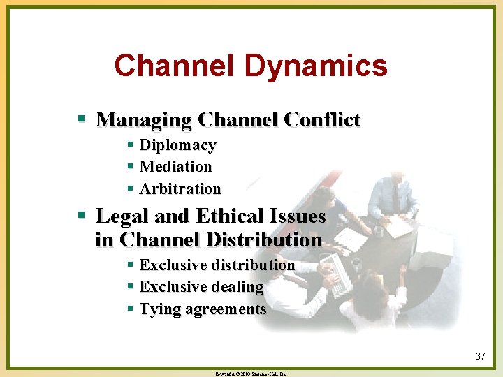 Channel Dynamics § Managing Channel Conflict § Diplomacy § Mediation § Arbitration § Legal