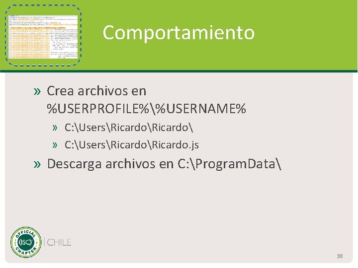 Comportamiento » Crea archivos en %USERPROFILE%%USERNAME% » C: UsersRicardo » C: UsersRicardo. js »