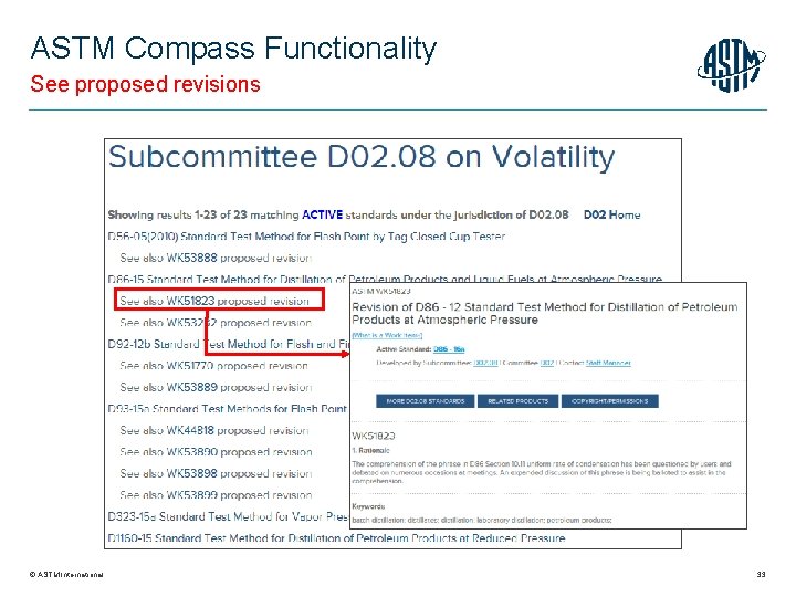 ASTM Compass Functionality See proposed revisions © ASTM International 33 