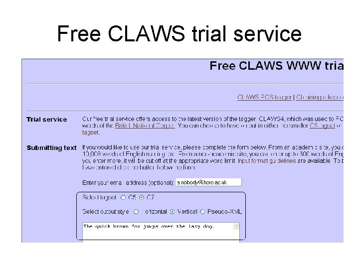 Free CLAWS trial service 