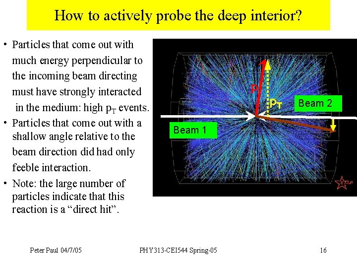 How to actively probe the deep interior? • Particles that come out with much