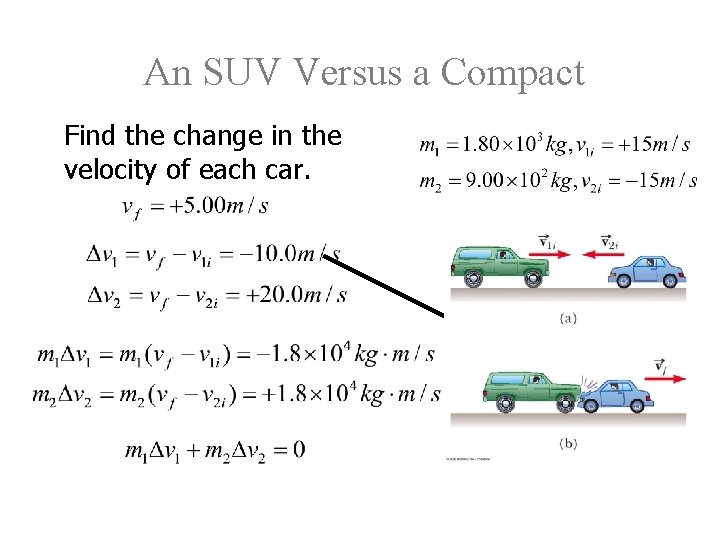 An SUV Versus a Compact (b) Find the change in the velocity of each