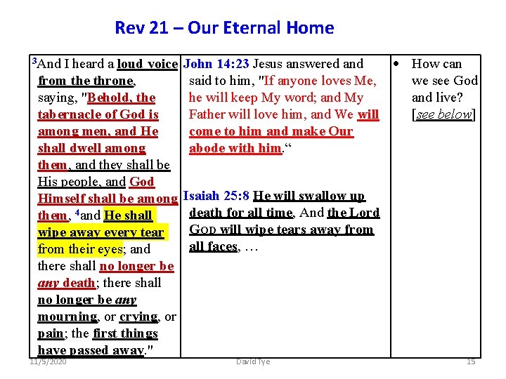 Rev 21 – Our Eternal Home voice John 14: 23 Jesus answered and How
