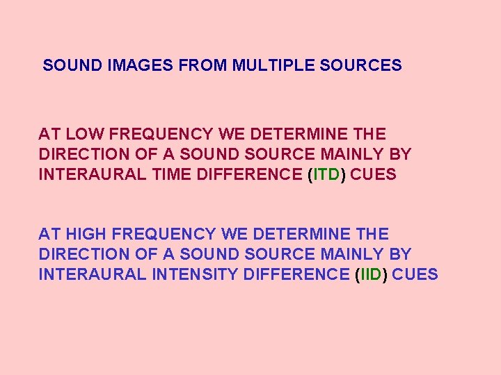 SOUND IMAGES FROM MULTIPLE SOURCES AT LOW FREQUENCY WE DETERMINE THE DIRECTION OF A