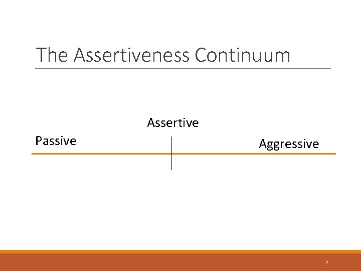 The Assertiveness Continuum Assertive Passive Aggressive 7 