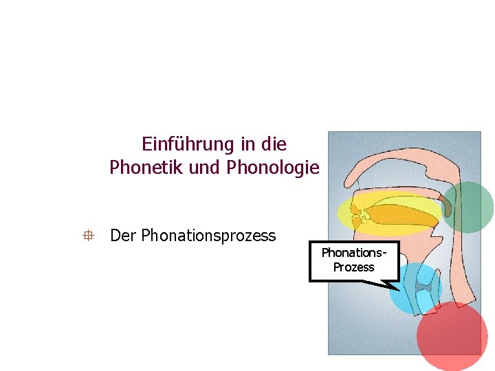 Einführung in die Phonetik und Phonologie ° Der Phonationsprozess Phonations. Prozess 