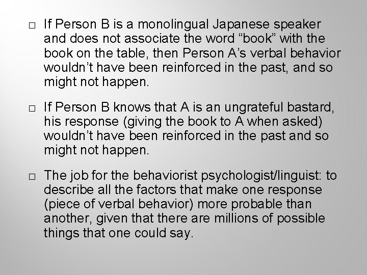 � If Person B is a monolingual Japanese speaker and does not associate the