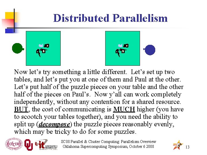 Distributed Parallelism Now let’s try something a little different. Let’s set up two tables,