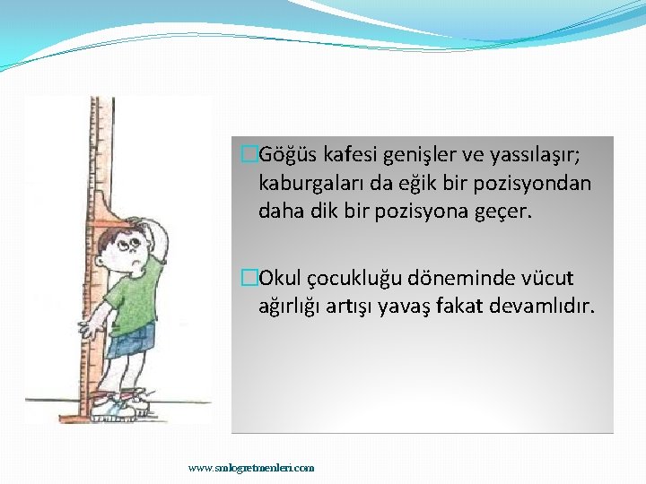 �Göğüs kafesi genişler ve yassılaşır; kaburgaları da eğik bir pozisyondan daha dik bir pozisyona