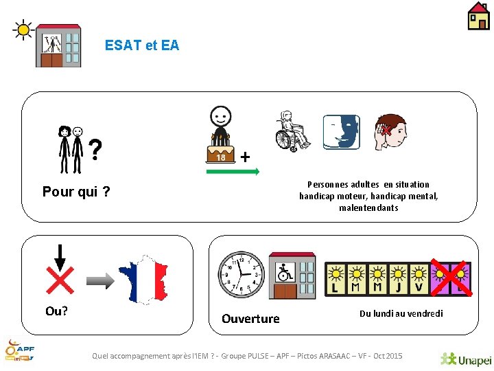 ESAT et EA Personnes adultes en situation handicap moteur, handicap mental, malentendants Pour qui