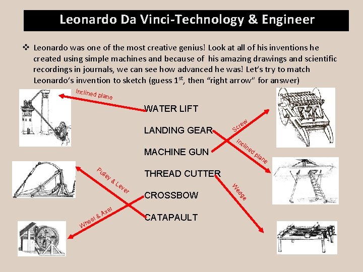 Leonardo Da Vinci-Technology & Engineer v Leonardo was one of the most creative genius!