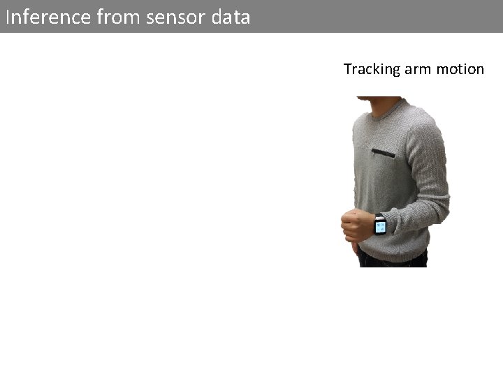 Inference from sensor data Tracking arm motion 