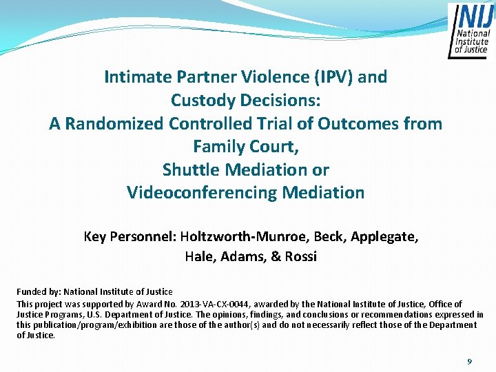 Intimate Partner Violence (IPV) and Custody Decisions: A Randomized Controlled Trial of Outcomes from