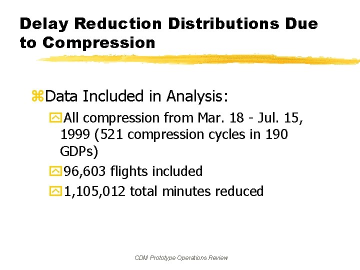 Delay Reduction Distributions Due to Compression z. Data Included in Analysis: y. All compression