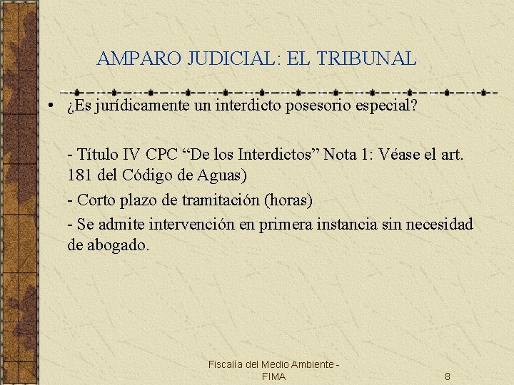 AMPARO JUDICIAL: EL TRIBUNAL • ¿Es jurídicamente un interdicto posesorio especial? - Título IV