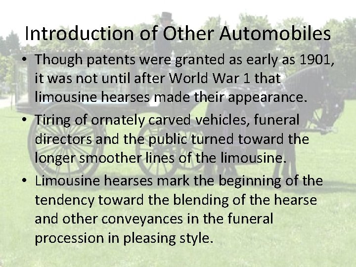 Introduction of Other Automobiles • Though patents were granted as early as 1901, it Introduction of Other Automobiles • Though patents were granted as early as 1901, it