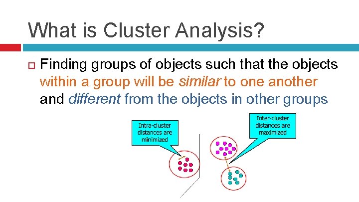 What is Cluster Analysis? Finding groups of objects such that the objects within a