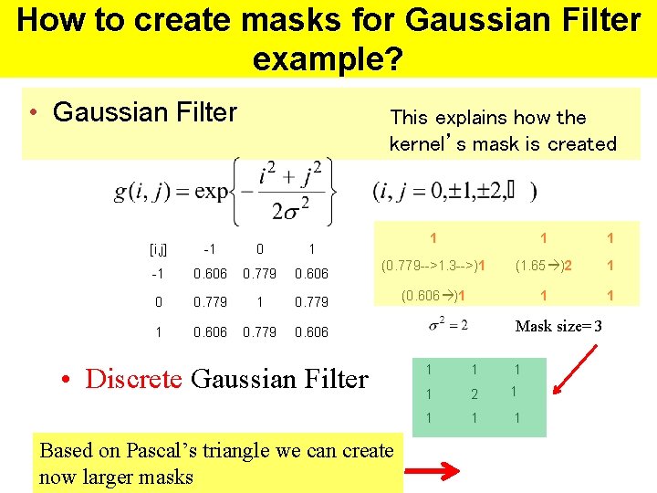 How to create masks for Gaussian Filter example? • Gaussian Filter This explains how