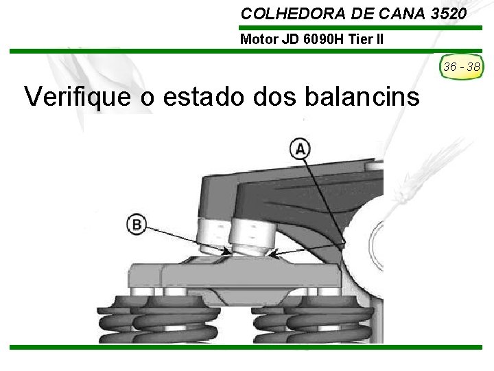 COLHEDORA DE CANA 3520 Motor JD 6090 H Tier II 36 - 38 Verifique COLHEDORA DE CANA 3520 Motor JD 6090 H Tier II 36 - 38 Verifique