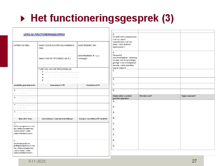 Het functioneringsgesprek (3) 5 -11 -2020 27 Het functioneringsgesprek (3) 5 -11 -2020 27