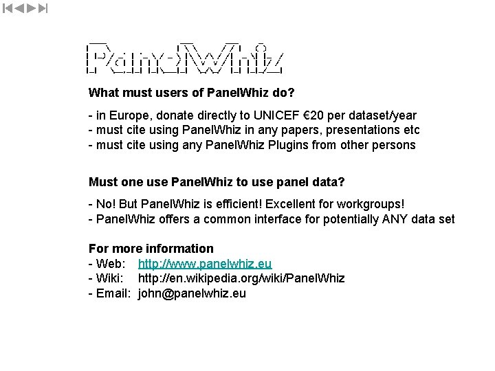 What must users of Panel. Whiz do? - in Europe, donate directly to UNICEF