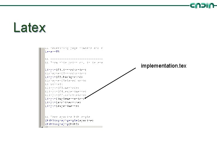 Latex implementation. tex 