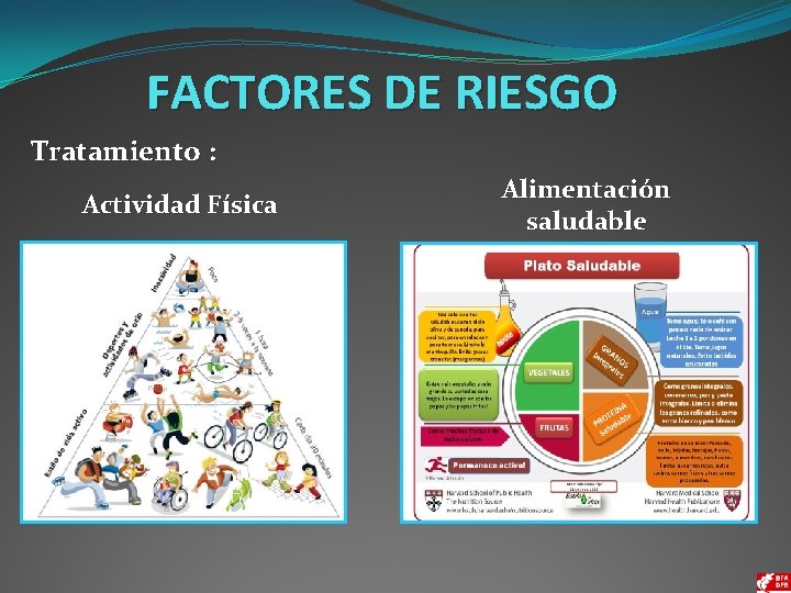 FACTORES DE RIESGO Tratamiento : Actividad Física Alimentación saludable 